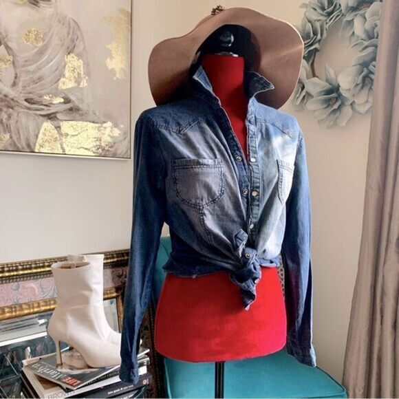 DENIM BUTTON DOWN SHIRT - Picture 1 of 12